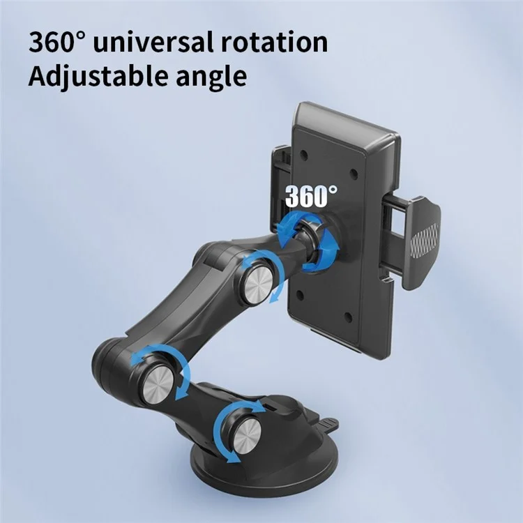 XZ3+JZ6 Nano Suction Cup Base Phone Holder Automatic Clamping Three Segment Bracket for Car Dashboard / Windshield