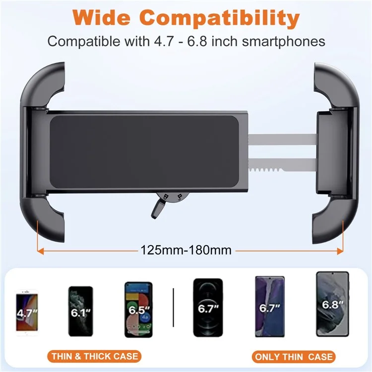 Soporte de Smartphone para Manillar de Motocicleta HLT-152B - Pinza para Teléfono de 4,7-6,8 Pulgadas para Moto, Bicicleta y Scooter - Color Gris