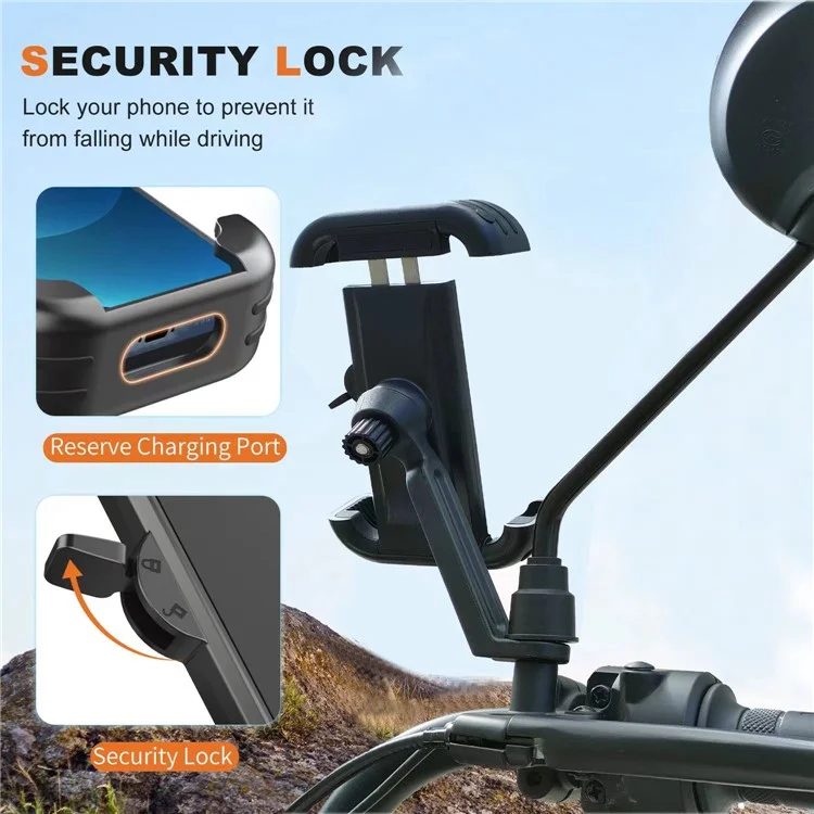 Soporte de Smartphone para Manillar de Motocicleta HLT-152B - Pinza para Teléfono de 4,7-6,8 Pulgadas para Moto, Bicicleta y Scooter - Color Gris