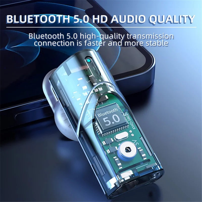 V16 Type-C+USB Car Charger Bluetooth-compatible Detachable Headset Earphone Support Hands-free Phone Calls Voice Control - Black