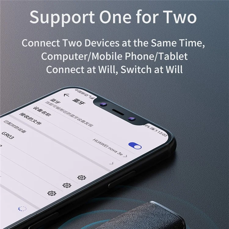 GR03 Bluetooth 5.3 Car Aux Adapter Mp3-плеер Поддерживает Звонок Без Рук с Красочным Индикатором Мощности