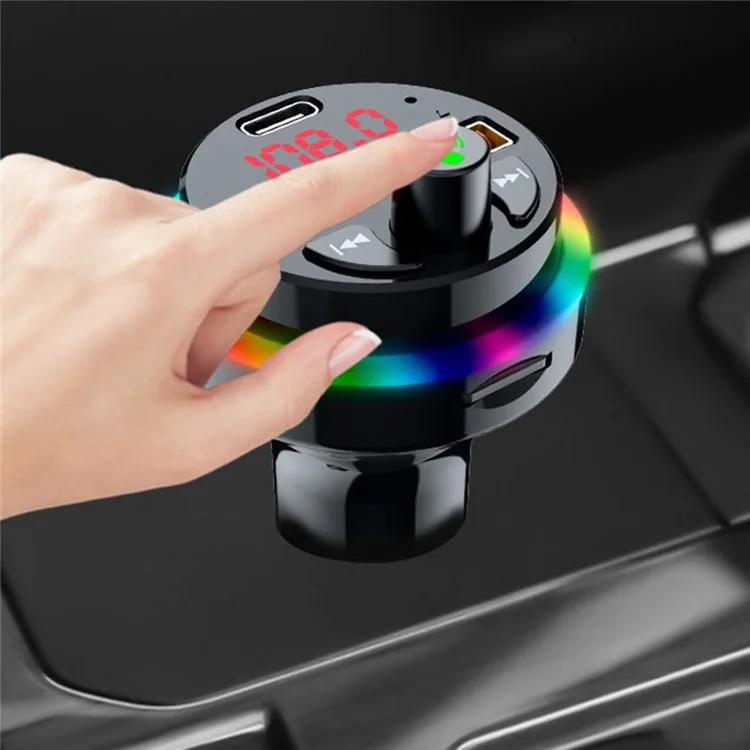 PDF17 Bluetooth-compatible Car Charger 2 USB + Type-C PD 25W Fast Charging Car Charger Adapter Bluetooth-compatible Call Receiver Support TF Card / BT Music Player
