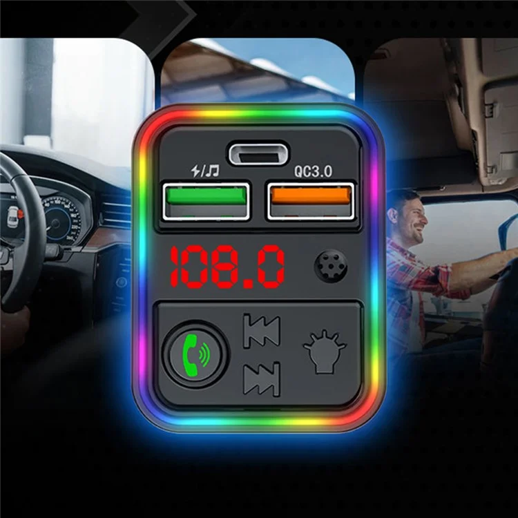 Chargeur de voiture Bluetooth MP3 Player Car Charger Adapter PDF18 PD 25W+QC3.0 Prenant en charge les appels mains libres U-Disk Qualité sonore sans perte