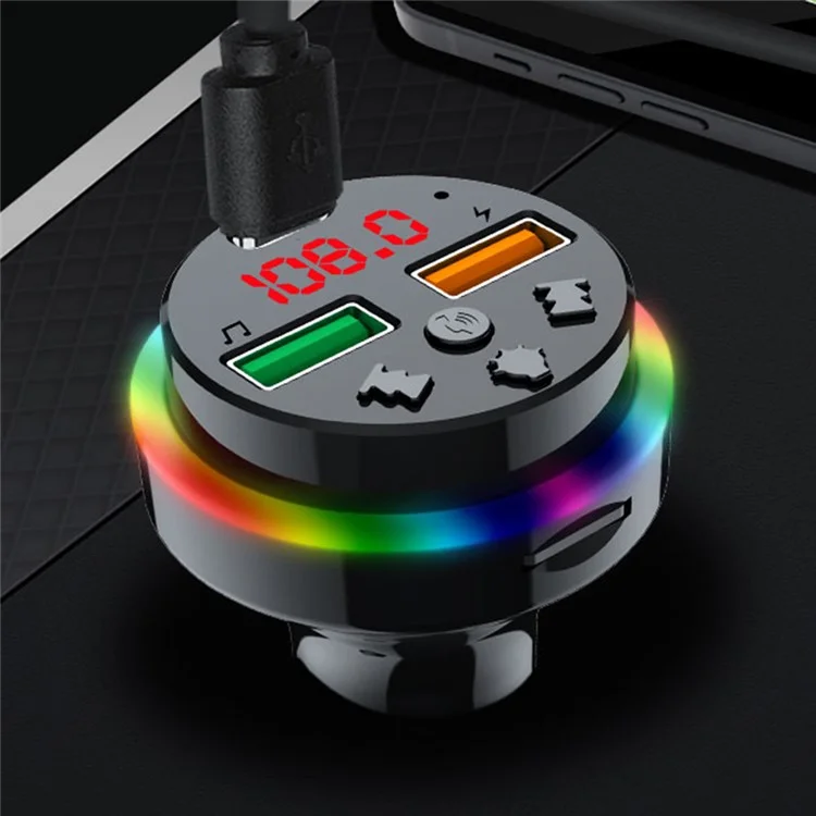 PDF15 PD 25W Fast Charging Car Charger Dual USB + Type-C Car Charger FM Transmitter Adapter for Mobile Phones