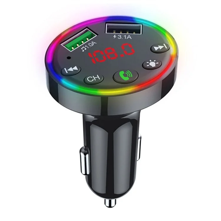 F9 Car FM Radio Bluetooth Sender Farbenfrohe LED Light Freisprechanruf Mp3-player Mit Dual Usb-ladeanschluss, Support U-disk / TF -karte Musik Spielt