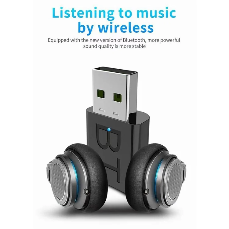 HQ-00989 Adaptador Bluetooth BT Transmisor Mini Inalámbrico Pequeño Bluetooth 5.0 Dongle para Teléfono, TV, Computadora, Portátil, Equipo de Coche