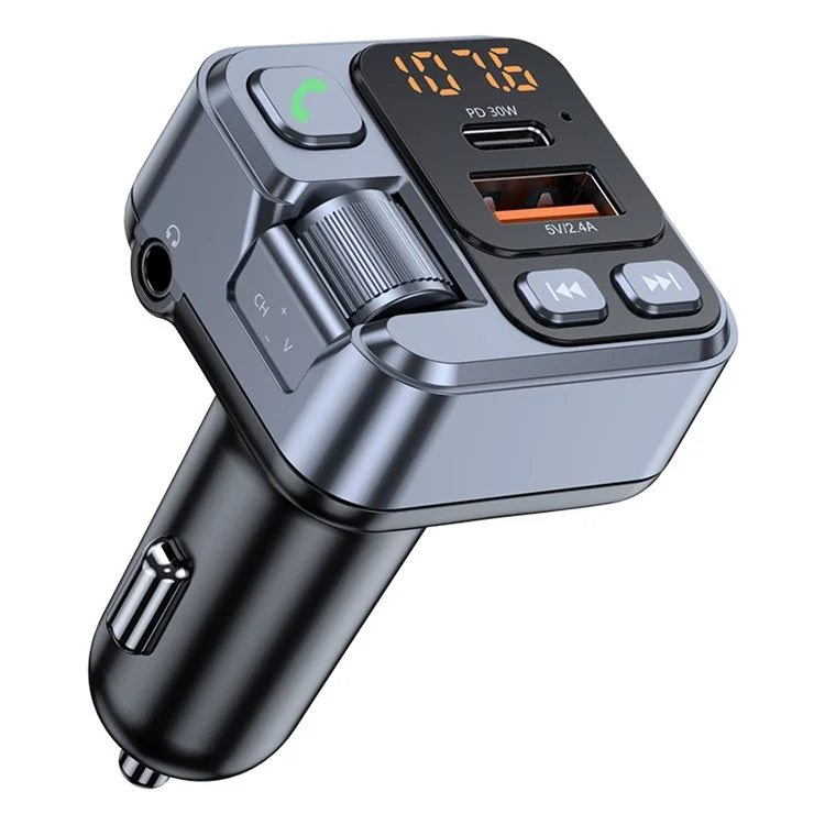 T16 PD 30W Car Charger Bluetooth-compatible MP3 Player FM Transmitter Charger Adapter with LED Screen