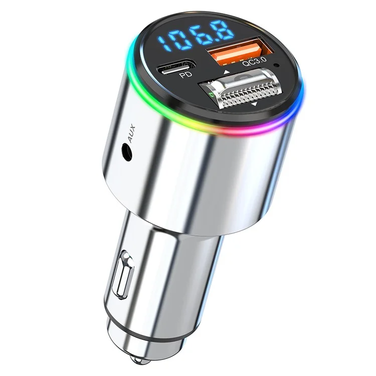 BC88 Bluetooth 5.3 FM Transmitter QC3.0 PD 30W Fast Charging Car MP3 Player avec Éclairage RVB (Certifié CE)