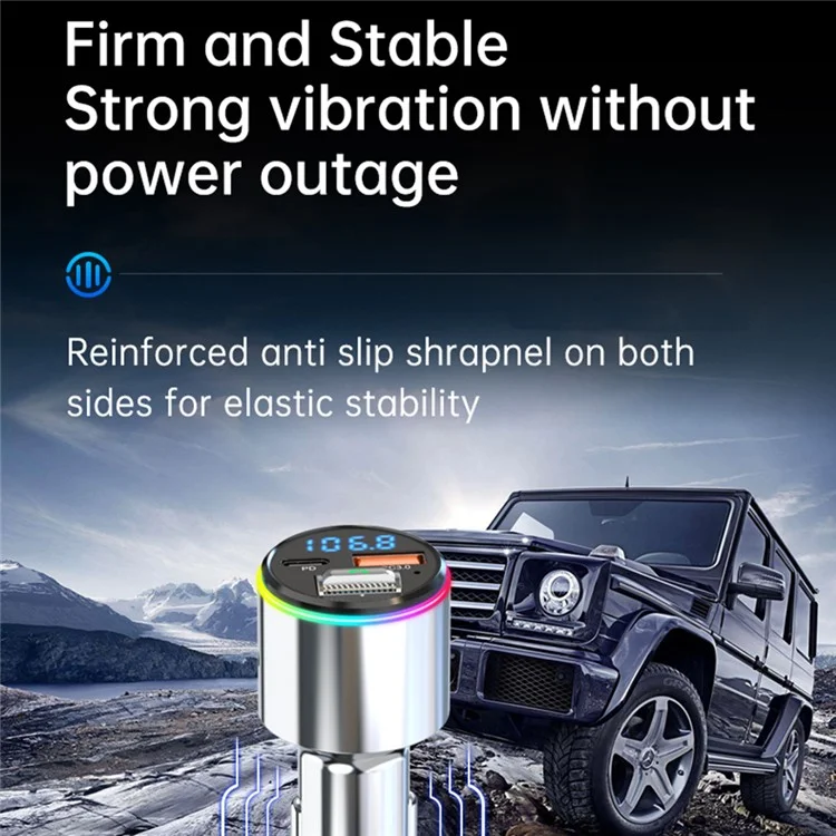 BC88 Bluetooth 5.3 FM Transmitter QC3.0 PD 30W Fast Charging Car MP3 Player avec Éclairage RVB (Certifié CE)