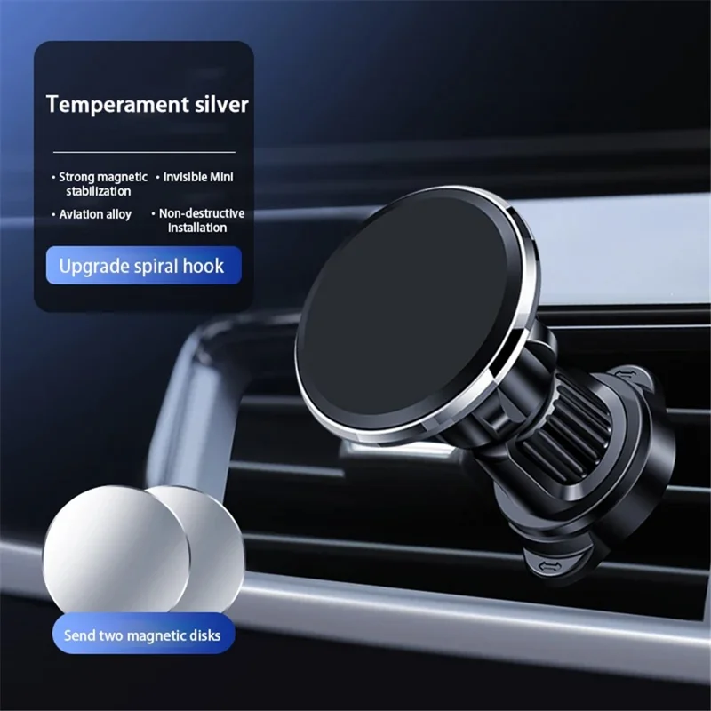 9783 Car Magnetic Cell Phone Holder Car Air Vent Phone Clip Mount Navigation Bracket - Silver