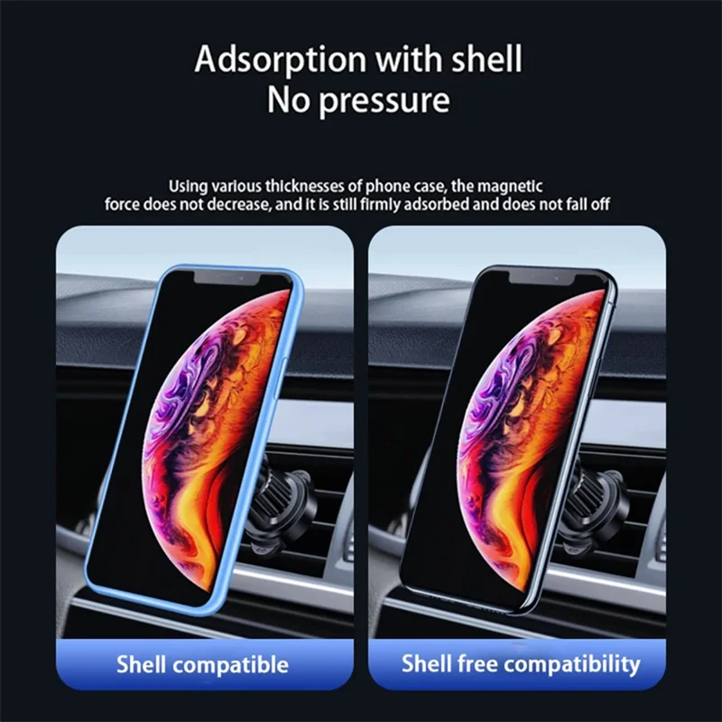 9783 Car Magnetic Cell Phone Holder Car Air Vent Phone Clip Mount Navigation Bracket - Silver
