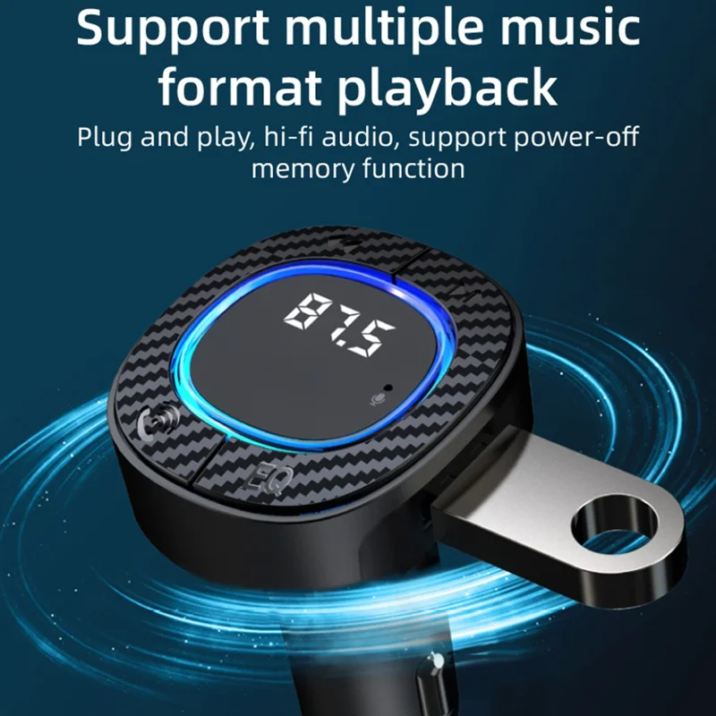 C42 Bluetooth-compatible Hands-free Call MP3 Music Player FM Transmitter Type-C + USB Car Charger Adapter