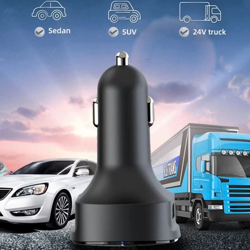 C42 Bluetooth-compatible Hands-free Call MP3 Music Player FM Transmitter Type-C + USB Car Charger Adapter