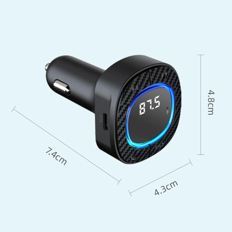 C42 Bluetooth-compatible Hands-free Call MP3 Music Player FM Transmitter Type-C + USB Car Charger Adapter
