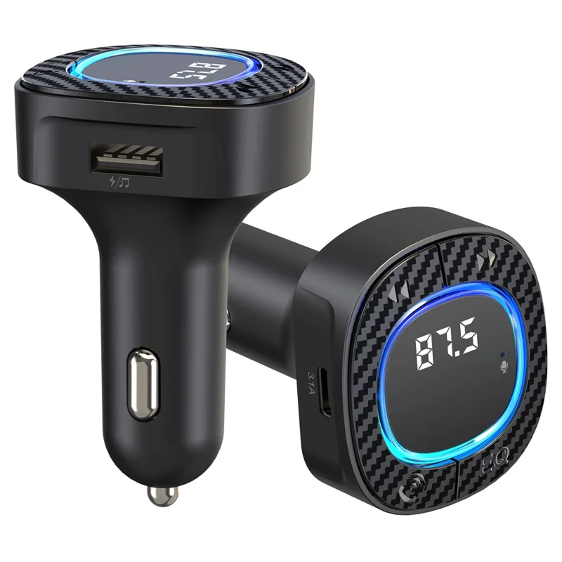 C42 Bluetooth-compatible Hands-free Call MP3 Music Player FM Transmitter Type-C + USB Car Charger Adapter