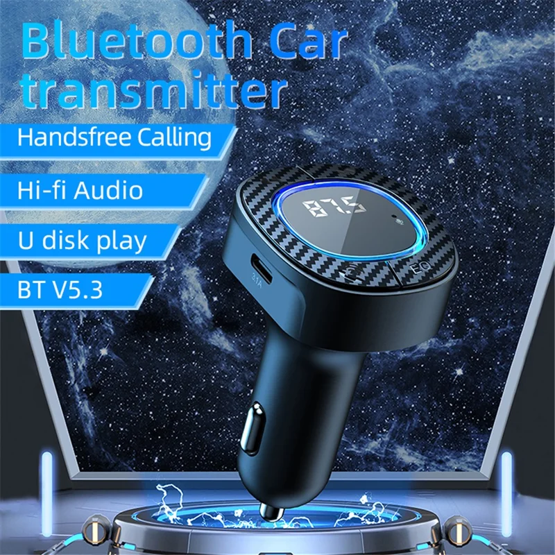 C42 Bluetooth-compatible Hands-free Call MP3 Music Player FM Transmitter Type-C + USB Car Charger Adapter