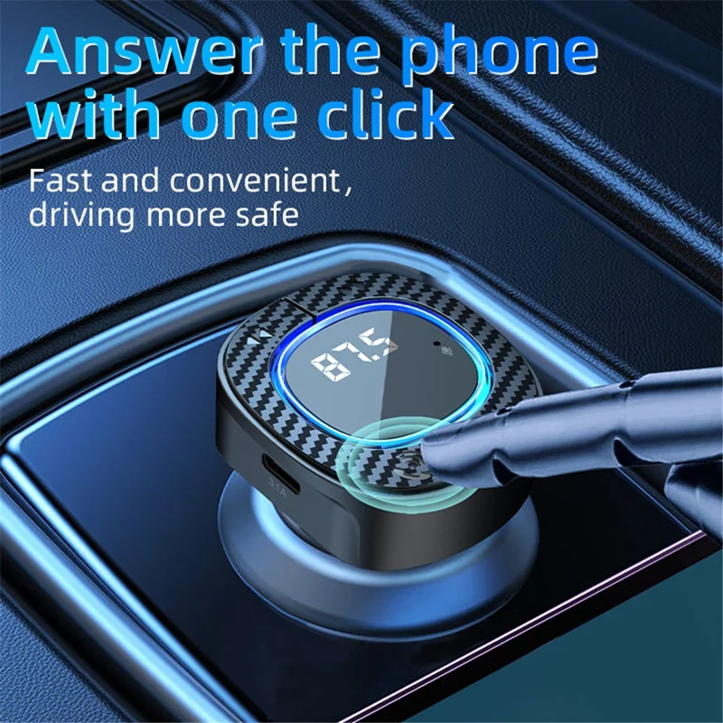 C42 Bluetooth-compatible Hands-free Call MP3 Music Player FM Transmitter Type-C + USB Car Charger Adapter