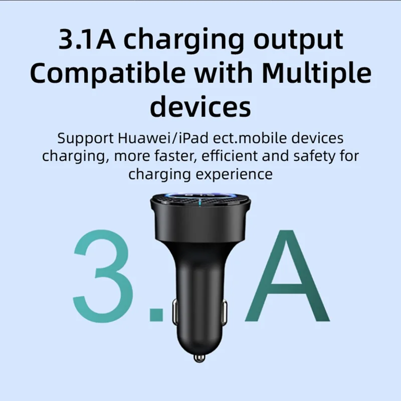 C42 Bluetooth-compatible Hands-free Call MP3 Music Player FM Transmitter Type-C + USB Car Charger Adapter