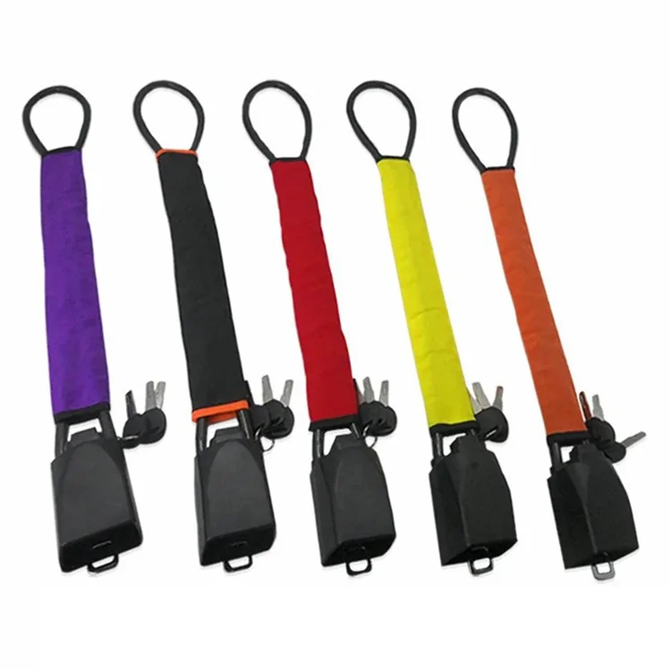 Seat Belt Buckle Design Car Security Steel Cable Steering Wheel Lock with 3 Keys - Yellow