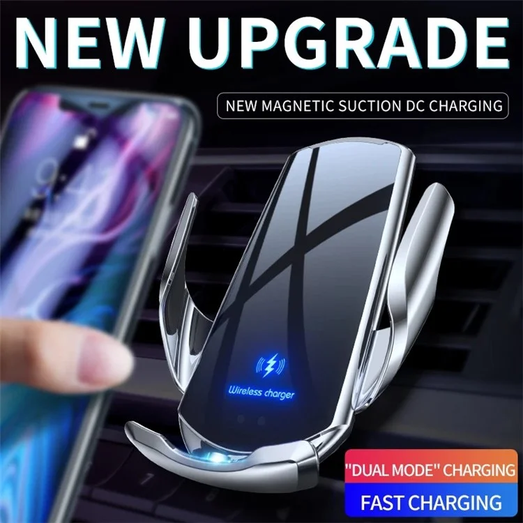 Car Air Vent Phone Holder Wireless Charger ABS+PC Phone Charging Bracket - Sapphire