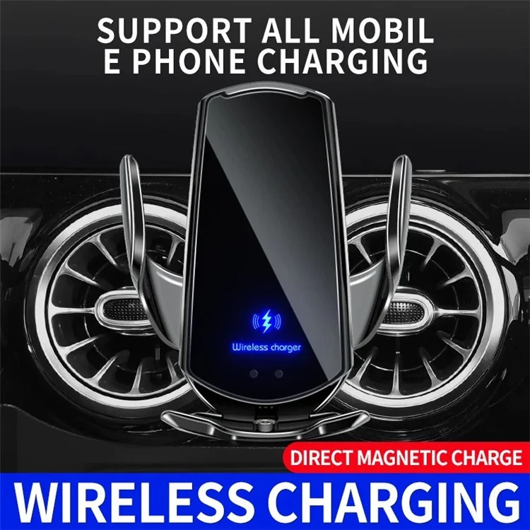 Car Air Vent Phone Holder Wireless Charger ABS+PC Phone Charging Bracket - Sapphire