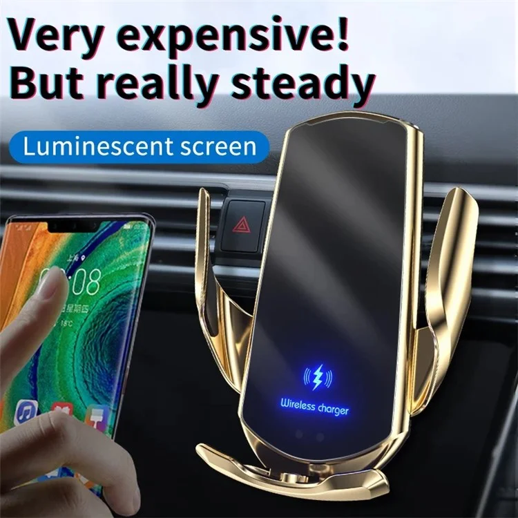 Car Air Vent Phone Holder Wireless Charger ABS+PC Phone Charging Bracket - Sapphire