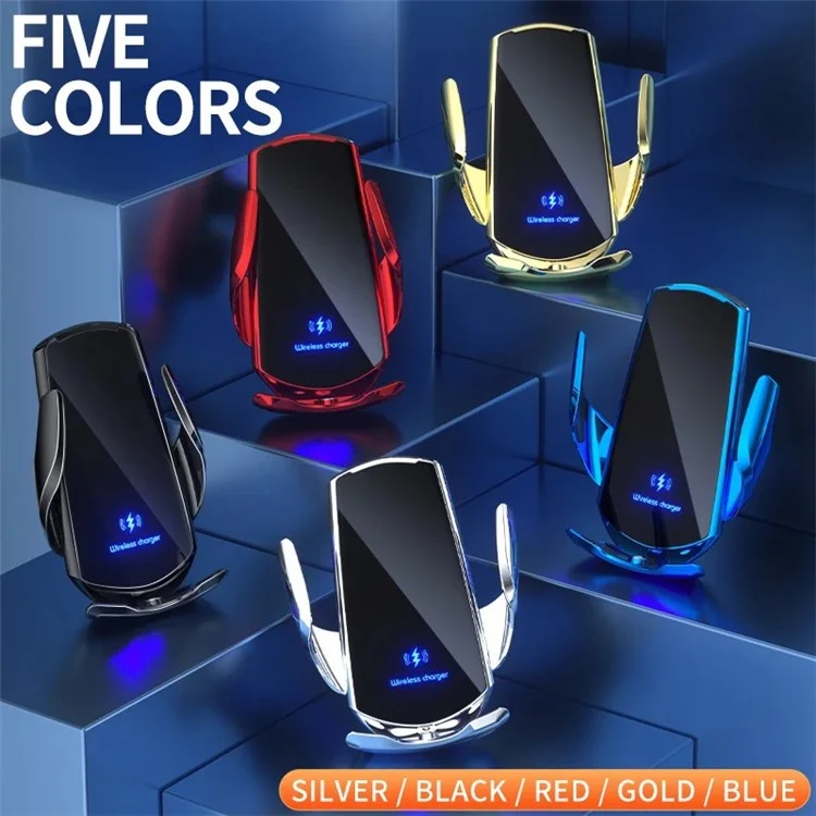 Car Air Vent Phone Holder Wireless Charger ABS+PC Phone Charging Bracket - Sapphire