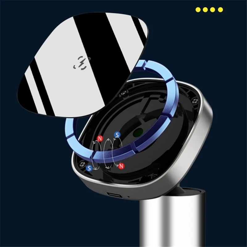 Car Magnetic Wireless Charger Air Vent Dashboard Mount Phone Charging Bracket - Silver