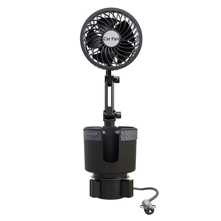 CARFU Soporte de montaje en el portavasos del coche de 4 pulgadas para ventilador SUV Camión Van Ventilador de refrigeración con función de portavasos aislante de bebida - Enchufe de encendedor de cigarrillos de 12V