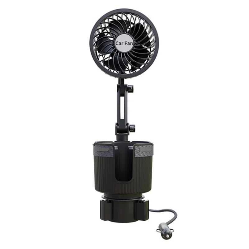 CARFU 4-inch Car Cup Holder Mount Fan SUV Truck Van Cooling Fan with Drink Insulation Cup Holder Function - 24V Cigarette Lighter Plug