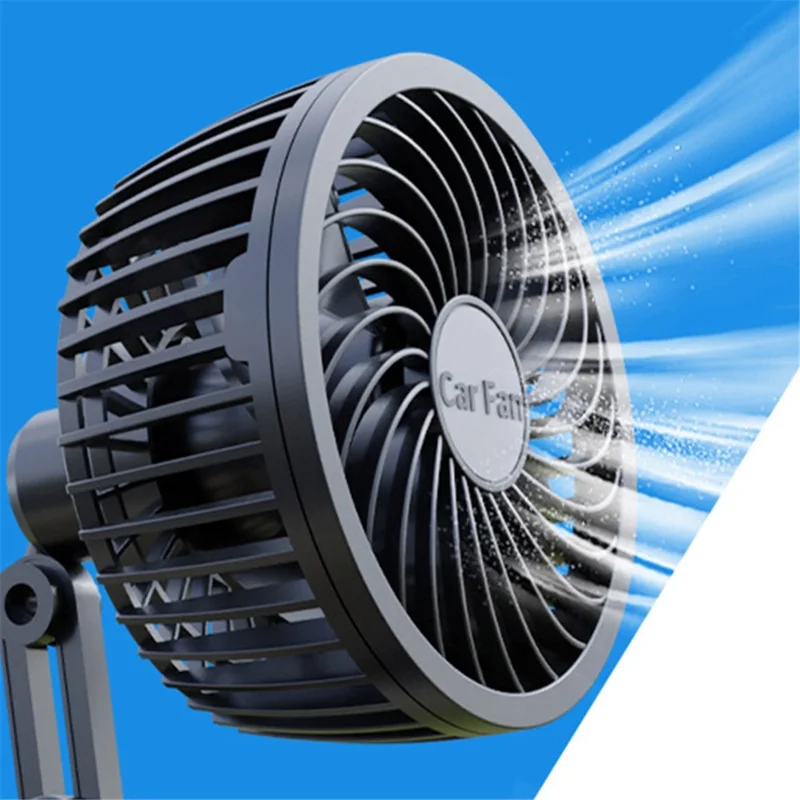 CARFU 4-inch Car Cup Holder Mount Fan SUV Truck Van Cooling Fan with Drink Insulation Cup Holder Function - 24V Cigarette Lighter Plug