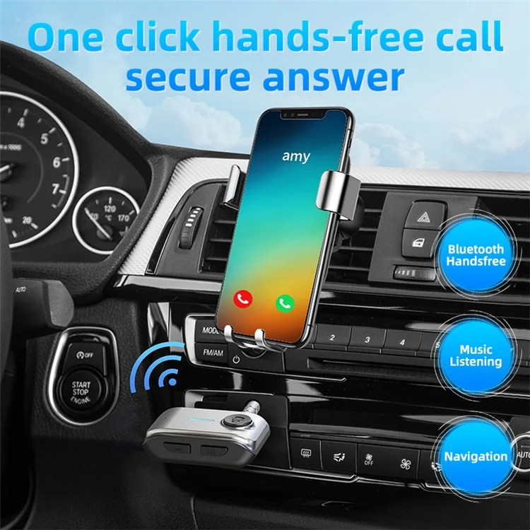 Receptor de Bluetooth para Carro W2 Hands Free AUX Portátil BT 5.3 com Entrada Tipo-C e Slot para Cartão TF