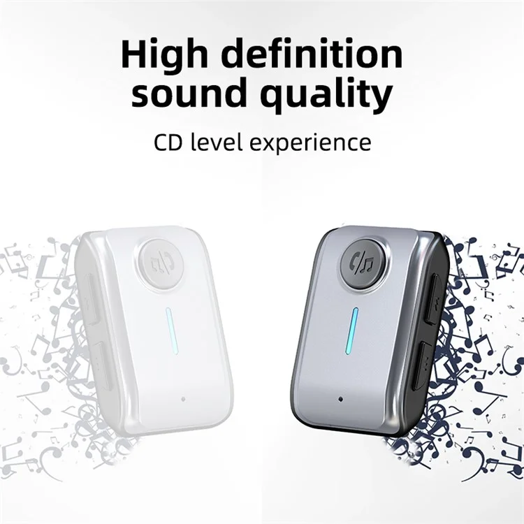 Receptor de Bluetooth para Carro W2 Hands Free AUX Portátil BT 5.3 com Entrada Tipo-C e Slot para Cartão TF