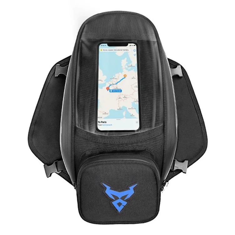 MOTOCENTRIC 11-MC-0109 1200D Oxford Cloth Magnetic Motorcycle Fuel Tank Bag with Touch Screen Phone Pocket - Blue Logo