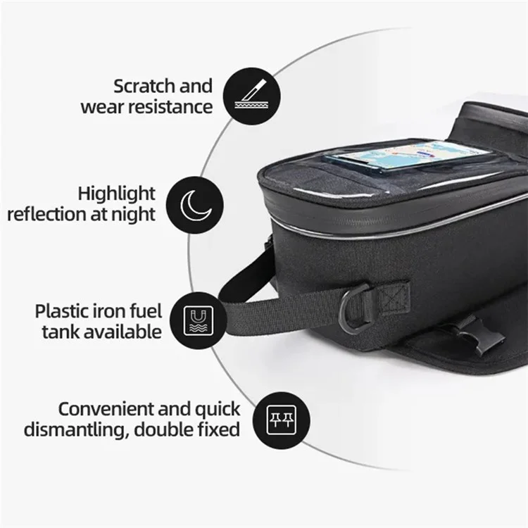 MOTOCENTRIC 11-MC-0109 1200D Oxford Cloth Magnetic Motorcycle Fuel Tank Bag with Touch Screen Phone Pocket - Blue Logo