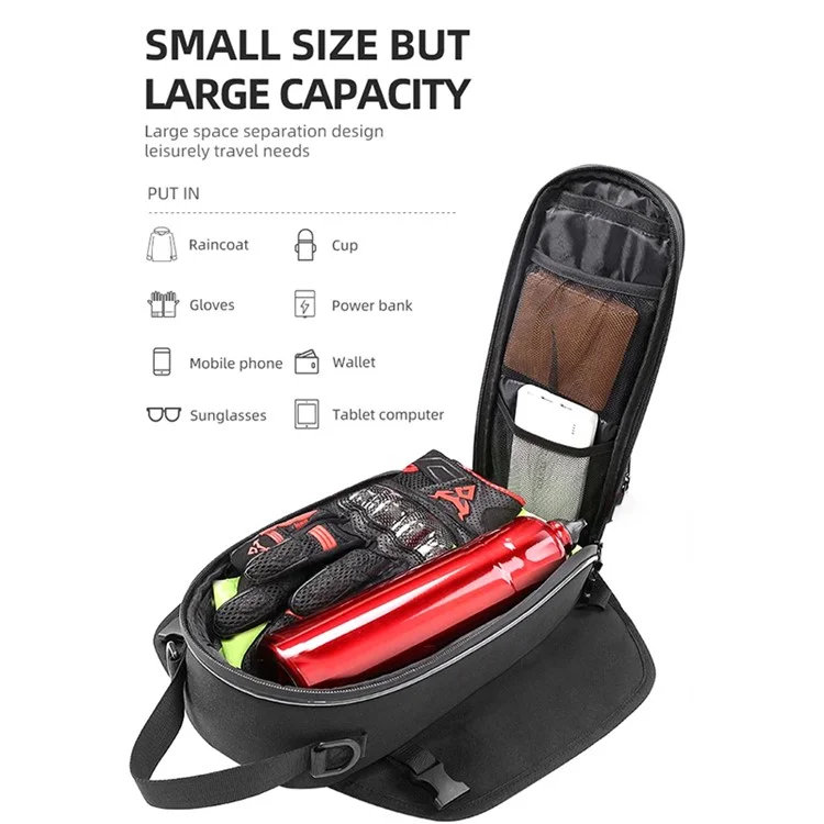 MOTOCENTRIC 11-MC-0109 1200D Oxford Cloth Magnetic Motorcycle Fuel Tank Bag with Touch Screen Phone Pocket - Blue Logo
