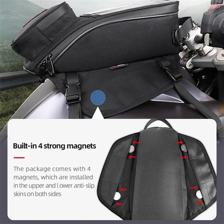 MOTOCENTRIC 11-MC-0109 1200D Oxford Cloth Magnetic Motorcycle Fuel Tank Bag with Touch Screen Phone Pocket - Blue Logo