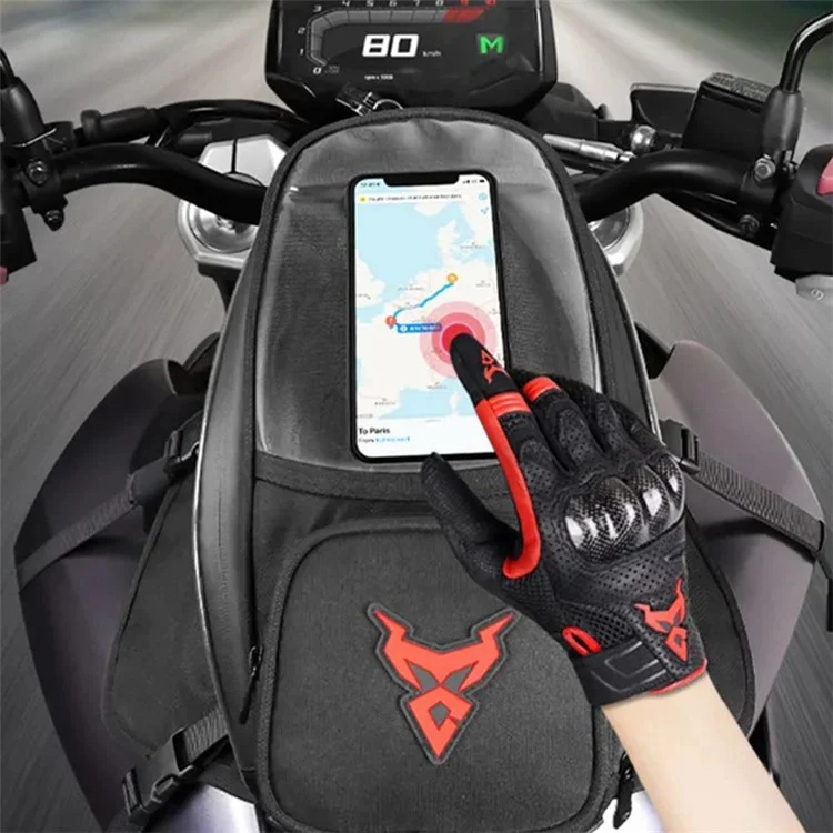 MOTOCENTRIC 11-MC-0109 1200D Oxford Cloth Magnetic Motorcycle Fuel Tank Bag with Touch Screen Phone Pocket - Blue Logo