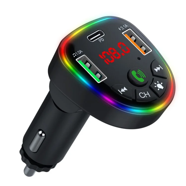 P26 Bluetooth-compatible Hands-Free Dual USB Phone Car Charger with Ambient Light