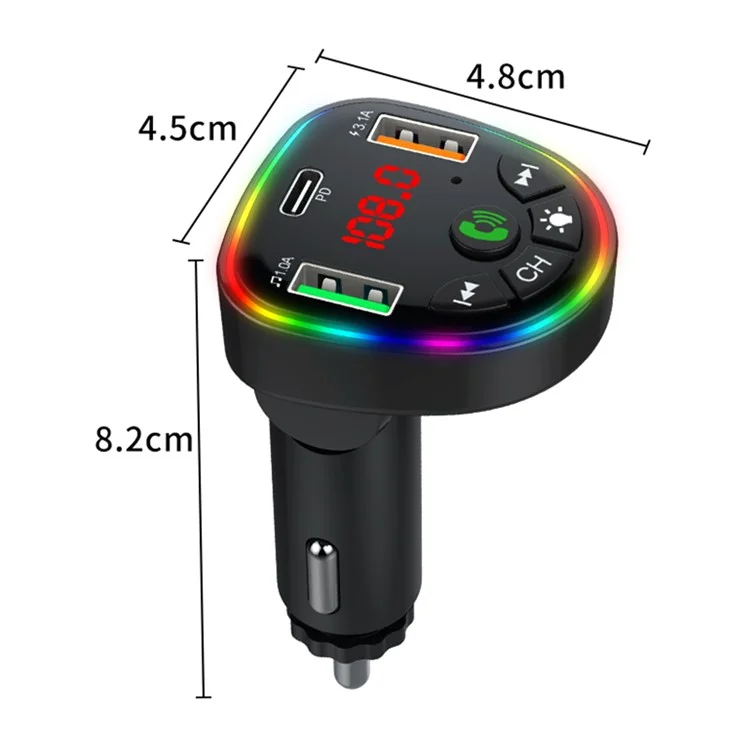 P26 Bluetooth-compatible Hands-Free Dual USB Phone Car Charger with Ambient Light