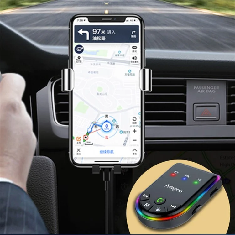 Q4 2-in-1 TX / RX Adapter Bluetooth-compatible 5.3 Car MP3 Player with Light