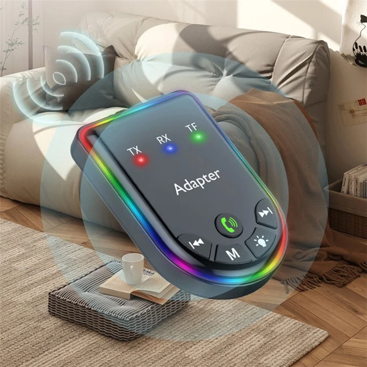 Q4 2-in-1 TX / RX Adapter Bluetooth-compatible 5.3 Car MP3 Player with Light