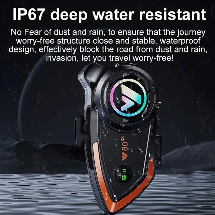 Y802x Hands-free Noise Reduction 500M Intercom Motorcycle Helmet Bluetooth-compatible Headset - Hard Mic
