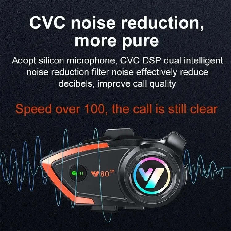 Y802x Hands-free Noise Reduction 500M Intercom Motorcycle Helmet Bluetooth-compatible Headset - Hard Mic