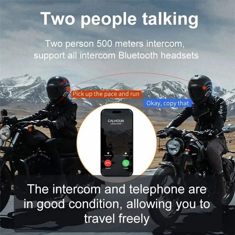 Y802x Hands-free Noise Reduction 500M Intercom Motorcycle Helmet Bluetooth-compatible Headset - Hard Mic