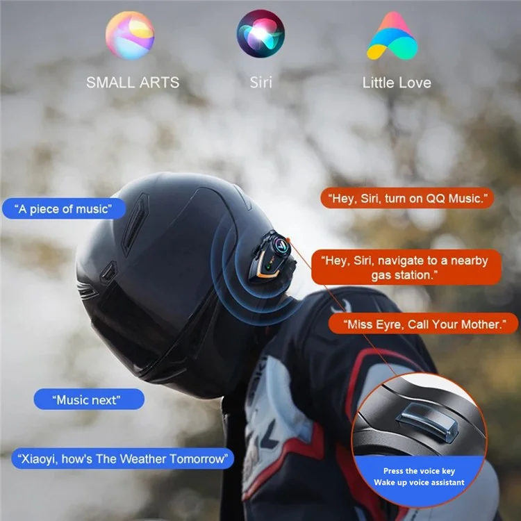Y802x Hands-free Noise Reduction 500M Intercom Motorcycle Helmet Bluetooth-compatible Headset - Hard Mic