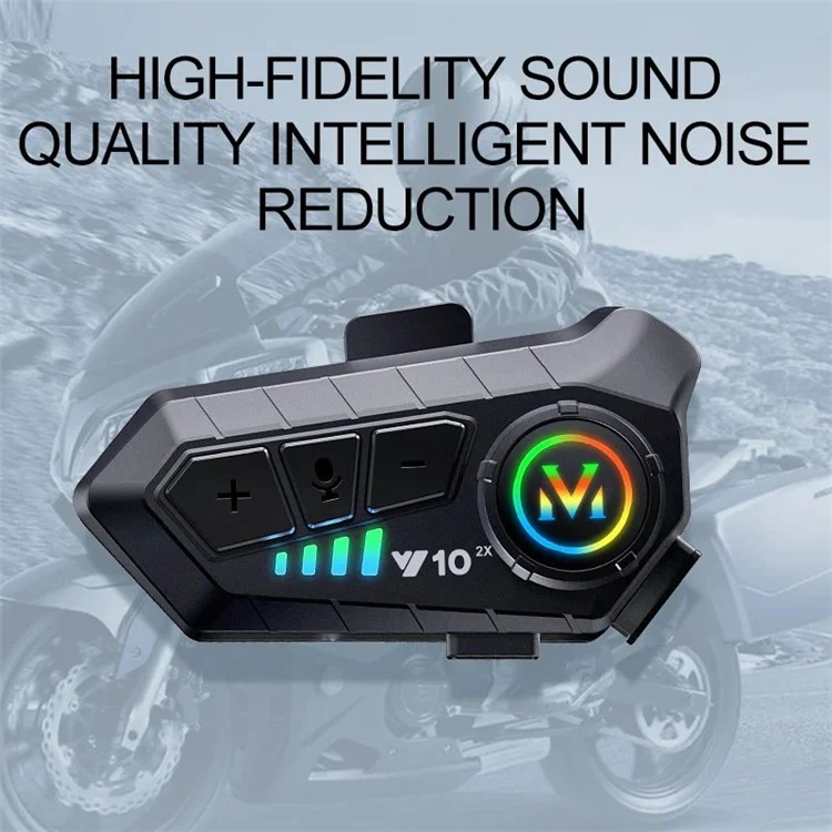 Y10-2X IPX6 Imperméable 300M Intercom Casque Moto Bluetooth Casque - Microphone rigide