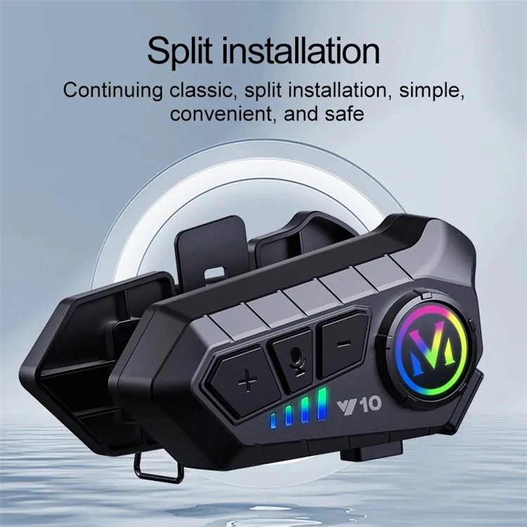 Y10-2X IPX6 Imperméable 300M Intercom Casque Moto Bluetooth Casque - Microphone rigide