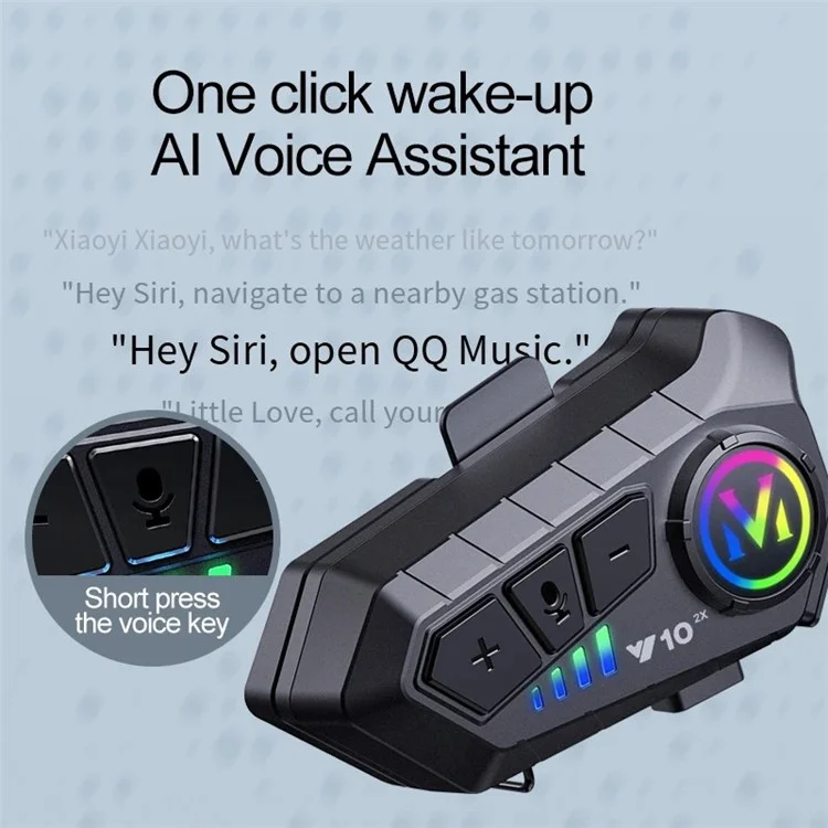 Y10-2X IPX6 Imperméable 300M Intercom Casque Moto Bluetooth Casque - Microphone rigide