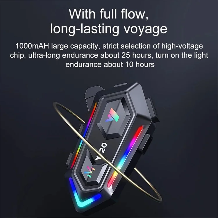 Y20 RGB Light Motorcycle Helmet Bluetooth-compatible Headset Support Voice Assistant - Hard Mic